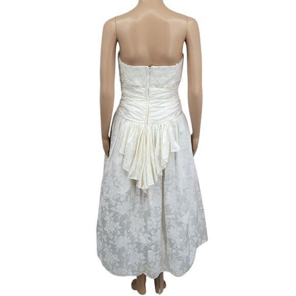 Scott McClintock Vintage 80s White Strapless Dress Lace Accents Wedding - Picture 4 of 16